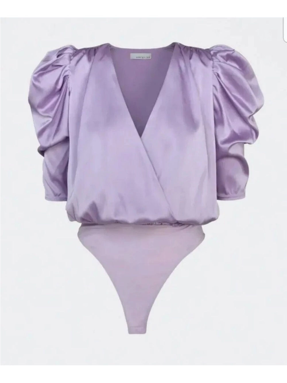 Adelyn Rae Lila Lavender Puff-Sleeve V-Neck Bodysuit